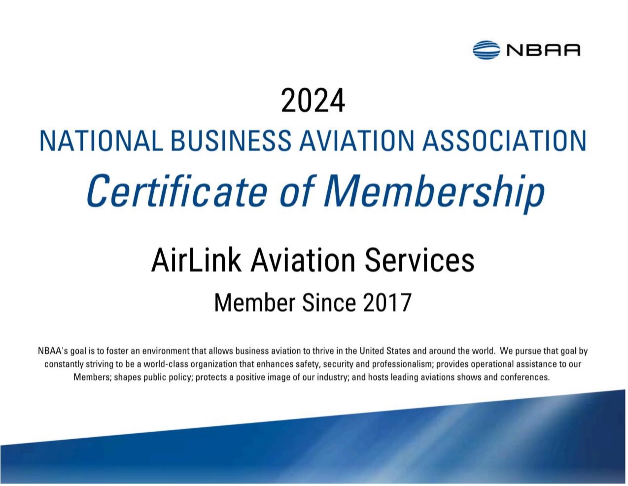 Congratulations to AirLink Aviation Services on becoming the member of the NBAA